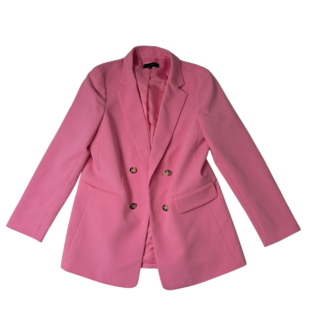 Talbots Tailored Stretch No Close Blazer Womens 10 Pink Double Breasted Career